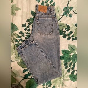Vintage Levi’s (late 80’s/early 90’s), light wash denim jeans.